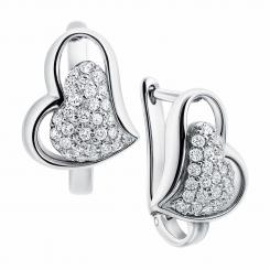 Серьги в форме сердца из серебра 925 пробы, усыпанные циркониями