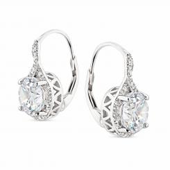 Круглые серьги из серебра 925 пробы с бесцветными фианитами