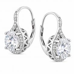 Круглые серьги из серебра 925 пробы с бесцветными фианитами