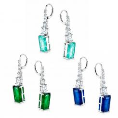 Ohrhänger aus 925 Silber mit blau, grün oder türkisfarbenem Zirkonia