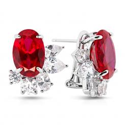 Ohrringe aus 925 Silber mit roten und farblosen Zirkonia