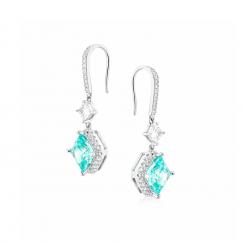 Ohrhänger aus 925 Silber mit rautenförmigen Paraiba-Turmaline