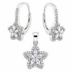 Jewelry set in 925 silver: star-shaped earrings &amp; pendant with zirconia