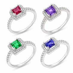 Damenring aus 925 Silber mit Zirkonia (Farbauswahl)