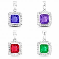 Подвеска из серебра 925 пробы с фианитами (выбор цвета)