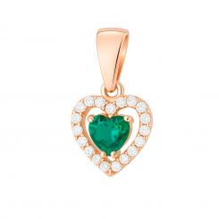 Herzanhänger aus 585 Rotgold mit grünem Zirkonia in Herzform
