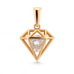 Diamantförmiger-Anhänger aus 585 Rotgold mit Zirkonia