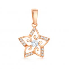 Anhänger Blume aus 585 Rotgold mit Zirkonia