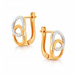 Ohrringe aus 585 Rotgold, diamantiert, bicolor