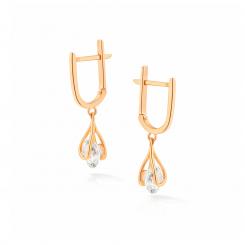 Серьги из красного золота 585 пробы с фианитом
