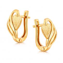 Серьги из красного золота 585 пробы с элементом в виде сердца