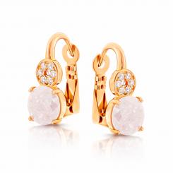 Ohrringe aus vergoldetem 925 Silber mit weißem Opal und Zirkonia