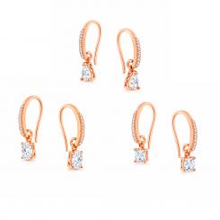 Серьги из серебра 925 пробы с фианитами, позолоченные, французская застежка