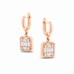 Серьги из серебра 925 пробы, позолоченные, с фианитом и стеклянными кристаллами