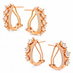 Серьги из серебра 925 пробы, позолоченные, с фианитами