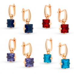 Ohrringe aus vergoldetem 925 Silber mit Glaskristallen in verschiedenen Farben