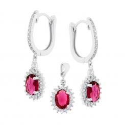 Jewelry set in 925 silver with zirconia - earrings and pendant in an elegant design