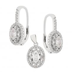 Ювелирный набор из серебра 925 с фианитами: серьги и кулон