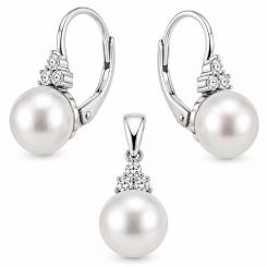 Schmuckset aus 925 Sterling Silber mit Perlen – Ohrringe & Anhänger