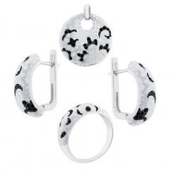 Jewelry set in 925 silver with zirconia: earrings + pendant + ladies' ring