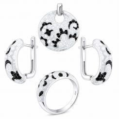 Jewelry set in 925 silver with zirconia: earrings + pendant + ladies' ring
