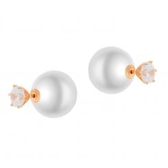 Ohrstecker aus vergoldetem 925 Silber mit Perle und Zirkonia