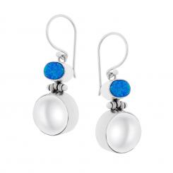 Серьги из серебра 925 пробы с жемчугом и голубым опалом