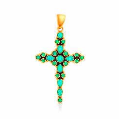 Кулон в виде креста из серебра 925 пробы с камнем