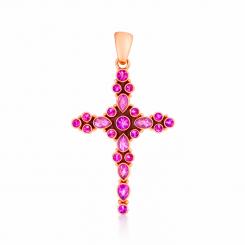 Кулон в виде креста из серебра 925 пробы с камнем
