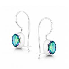 Серьги из серебра 925 пробы со сверкающими фианитами трех разных цветов