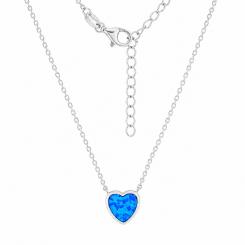 Necklace in 925 silver with blue opal heart pendant