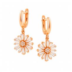 Ohrhänger im Blumenform aus 925 Silber mit Zirkonia, vergoldet