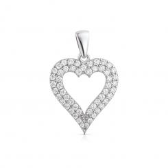 Herzanhänger aus 925 Silber mit Zirkonia + Silberkette als Geschenk