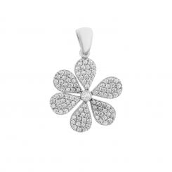 Anhänger aus 925 Silber mit Zirkonia in Blumenform + Silberkette als Geschenk