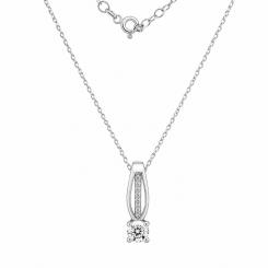 Колье из серебра 925 пробы с фианитами, с подвеской