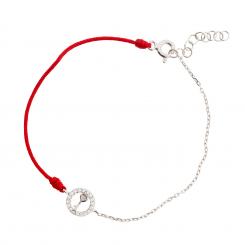 Браслет нить с подвеской ключик из серебра 925 пробы, в двух цветовых вариантах