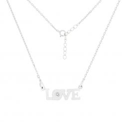Collier aus 925 Silber mit funkelndem Anhänger "Love" mit Moissanite