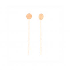 Pull through earrings with plate in 585 red gold