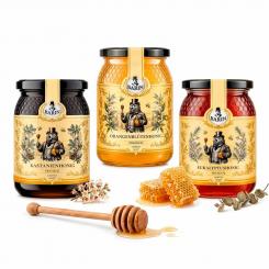 BARIN Honigset „IMMUNE BOOST“ – Orange, Eukalyptus & Kastanie (3 x 500 g)