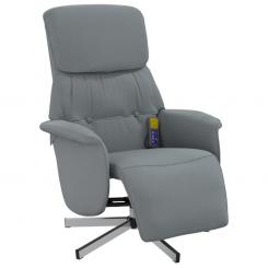 Massage chair with footrest light gray fabric