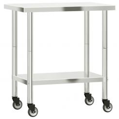 Кухонный столик на колесиках 82,5x55x85 см из нержавеющей стали