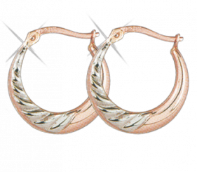 585 rose gold diamond cut hoop earrings