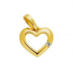 Herz-Anhänger aus 375 Gelbgold mit einem Zirkonia