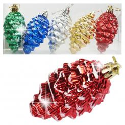 Елочные украшения разноцветные сосновые шишки набор из 5, 8 см