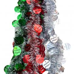 Гирлянда фольгированная серебристая, красная, зеленая Набор из 10 штук Ø 9 см, 200 см