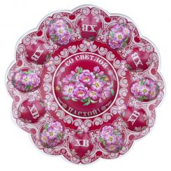 Пластиковая пасхальная тарелка "Цветы", Ø 30 см