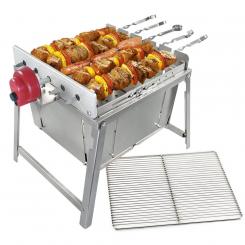 RAMBO TOGO stainless steel shish kebab grill with motor, portable and compact