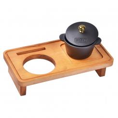 BriZoll HORECA serving pot 300 ml made of high quality cast iron with wooden stand