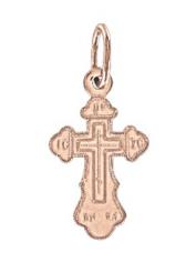 Pendant cross with engraving in 585 red gold