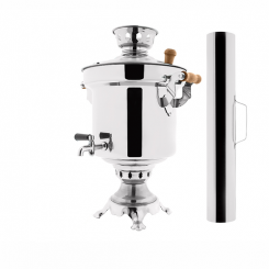 Stainless steel samovar with wooden handles, 5 liters